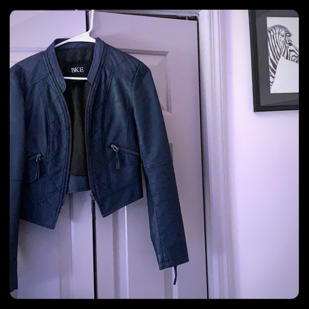 BKE blue faux leather jacket 💙